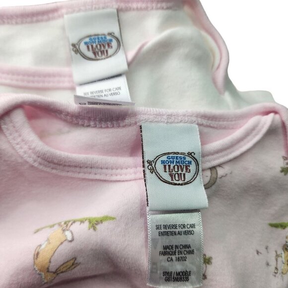 Bundle of 2 Bunny Theme Onesies 100% Cotton Guess How Much I Love You Baby 9 M - Picture 5 of 13